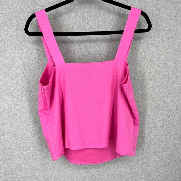 J.Crew Pink Linen-Blend Tank Top | Preppy Barbiecore Summer Blouse - Picture 5 of 12